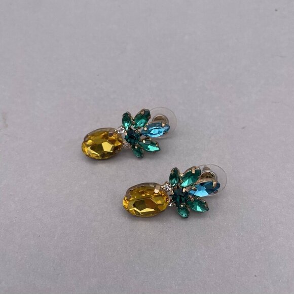 Faceted Crystal Rhinestone Pineapple Fashion Earrings - Picture 2 of 6
